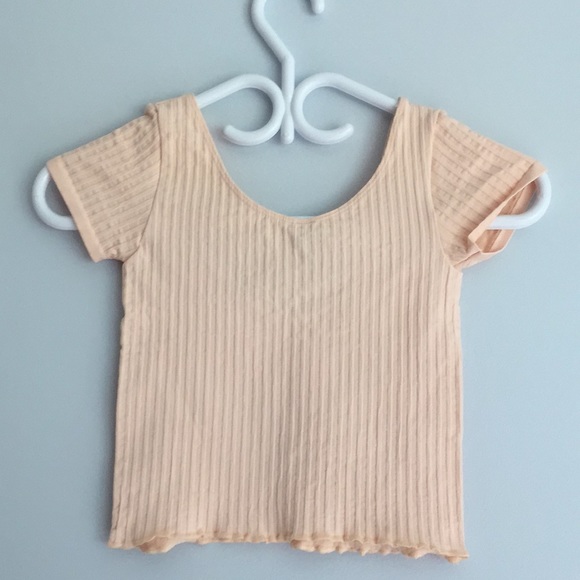 peach colored striped tee - Picture 2 of 2